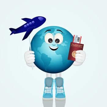 illustration of funny world travel