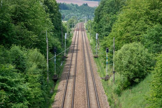 View on two railway track lines