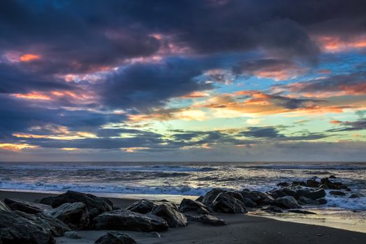 Sunset at Hokitika beach