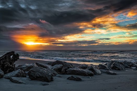 Sunset at Hokitika beach