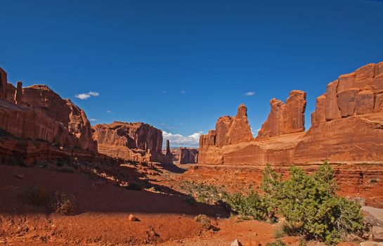 Wall Street, a well known formation of sandstone cliffs in Arches National Park near Moab, Utah.