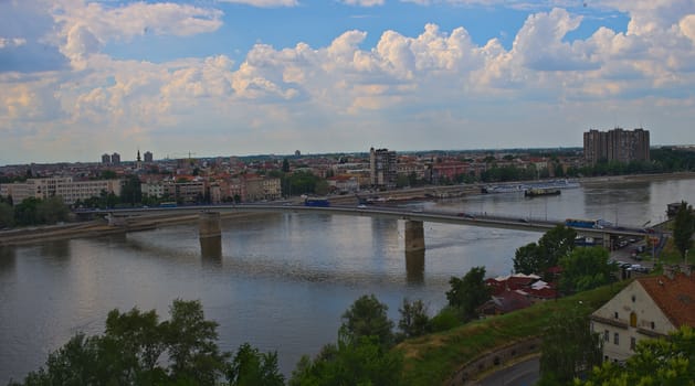 View on river Danube and city of Novi Sad, Serbia from Petrovaradin fortress
