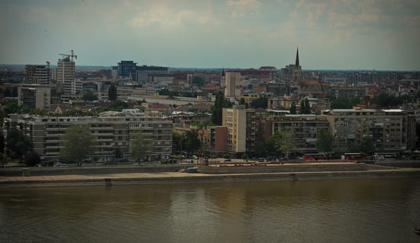 View on river Danube and city of Novi Sad, Serbia from Petrovaradin fortress