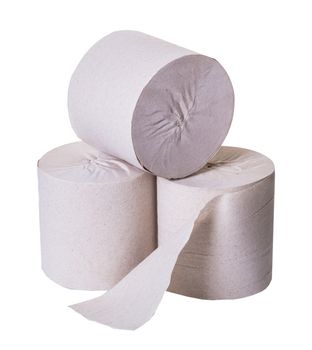 toilet paper close-up on white isolated background