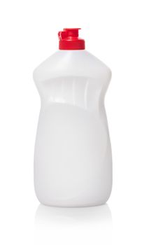 detergent in bottle on white isolated background