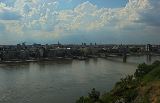 View on river Danube and city of Novi Sad, Serbia from Petrovaradin fortress