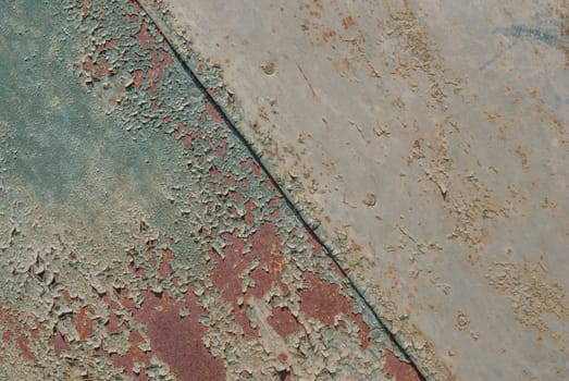 chipped paint, grunge metal surface, which has long been under the influence of different climatic conditions