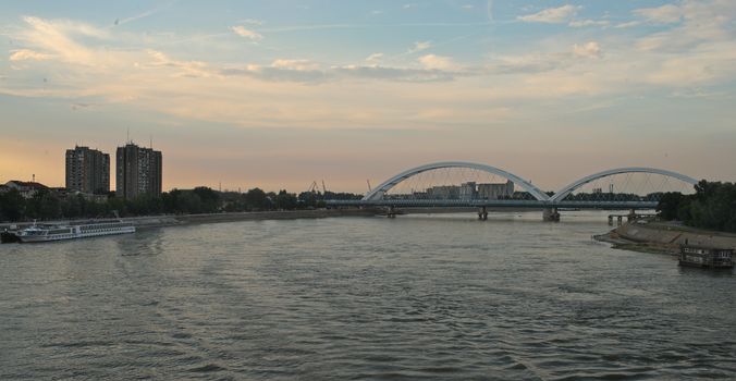 Sunset on Danube in Novi Sad, Serbia