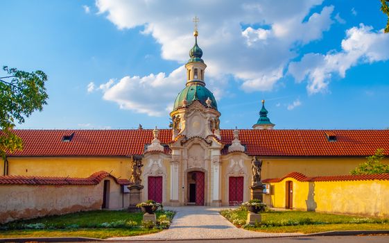 Baroque Church of Our Lady Victorious at Bila Hora in Venio Abbey - Benedictine Monastery, Prague, Czech Republic.