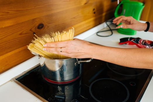 Close up View of Woman Preparing A Delicious Pasta For Dinner