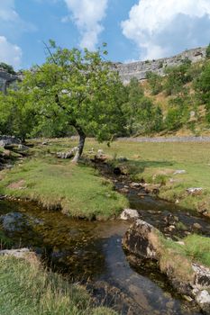 View of the countryside around Malham Cove in the Yorkshire Dales National Park