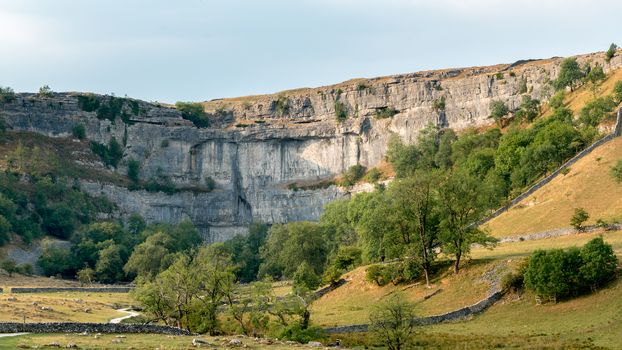 View of the countryside around Malham Cove in the Yorkshire Dales National Park