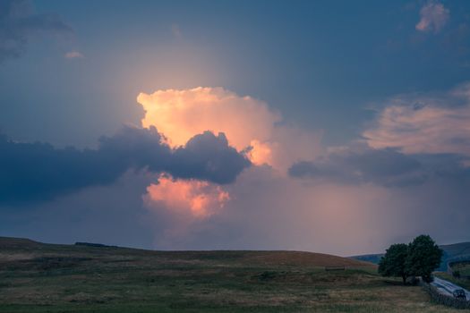 Sky at dusk in the Yorkshire Dales National Park near Malham