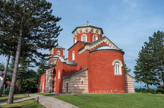 Zica monastery, Church of the Holy Dormition, 13th century Byzantine Romanesque monastery, Serbia