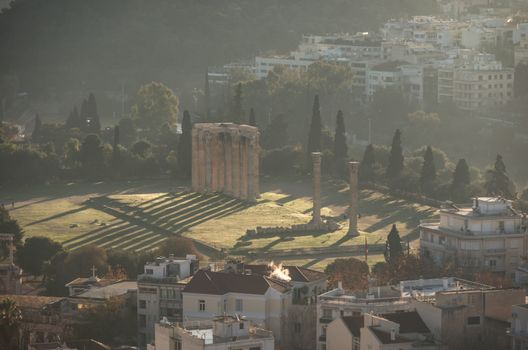 Temple of Olympian Zeus view from Acropolis Hill, Athens, Greece