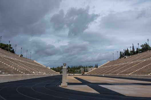 Athens,Greece - December 28, 2017:  The Panathenaic Stadium also known as Kallimarmaro is a multi purpose stadium in Athens, Greece