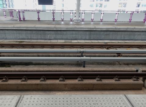 Railway station during waiting sky train Bangkok, Thailand.