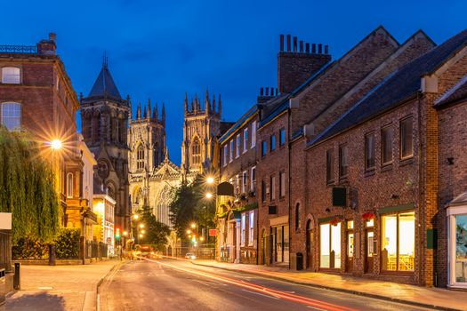 York minster Cathedral Sunset dusk, York, England UK.