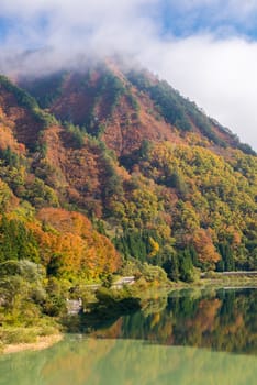 Autumn fall foliage Koyo in Tadami Region Fukushima Japan