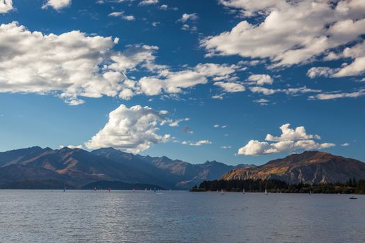 Sailing on Lake Wanaka in the Otago Region of New Zealand