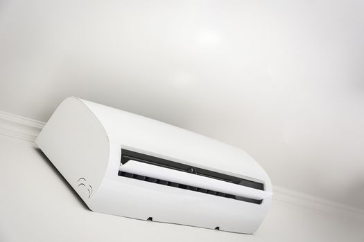 Air conditioner cooling fresh system saving energy on white wall background