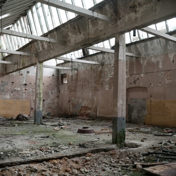 ruins of a very heavily polluted industrial factory, industrial series