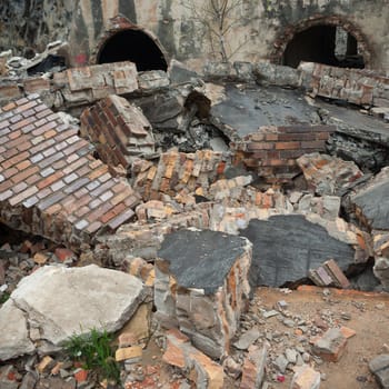 ruins of a very heavily polluted industrial factory, industrial series