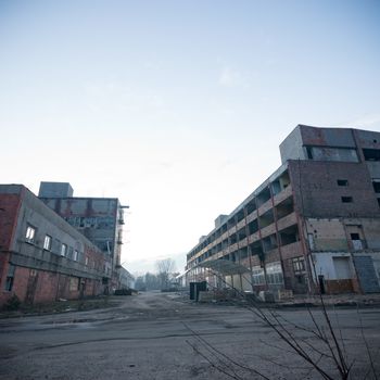ruins of a very heavily polluted industrial factory, industrial series