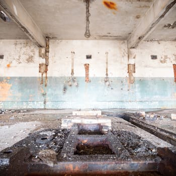 ruins of a very heavily polluted industrial factory, industrial series
