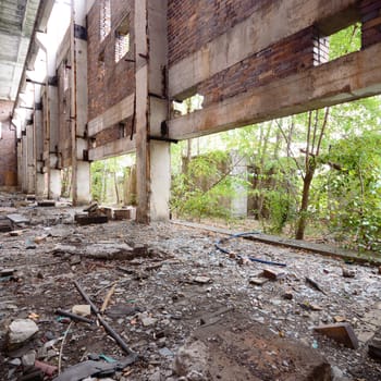 ruins of a very heavily polluted industrial factory, industrial series