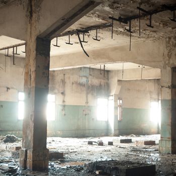 ruins of a very heavily polluted industrial factory, industrial series