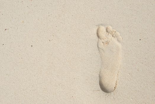 Human footprint on sand.
