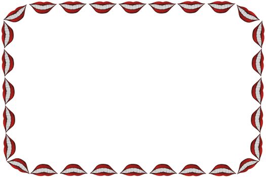 Angular frame with lips kiss and teeth for Valentine's Day. Illustration isolated