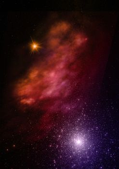 Far being shone nebula and star field against space. "Elements of this image furnished by NASA". 3D rendering.
