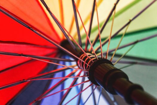 Colorful background. Colorful umbrella close-up.
