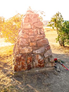 White Mountain Memorial. Stone pyramid at the place of Battle of White Mountain - 1620, Prague, Czech Republic.