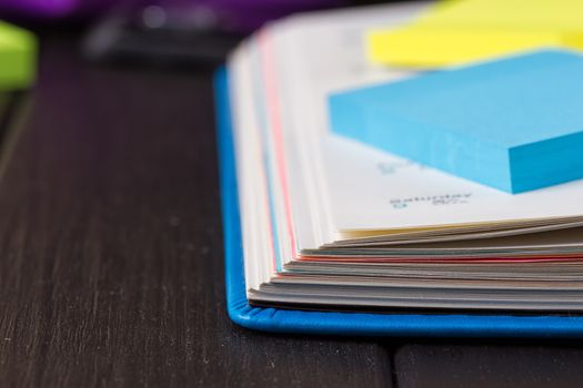 Planning your day, A day blank day planner with a blue pen