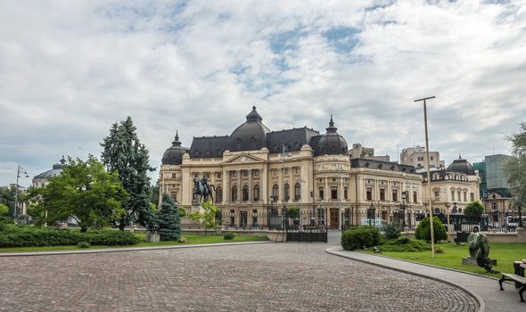 BUCHAREST, ROMANIA - 07.21.2018. Central University Library Bucharest University in Romania. Panoramic view