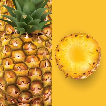 Pineapple on a bright yellow background.