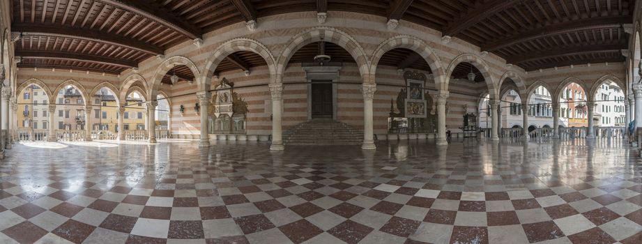 panoramic image of the Loggia del Lionello in Udine