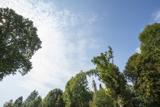 A view of the castle of Udine from May 1st Square in Udine, Italy