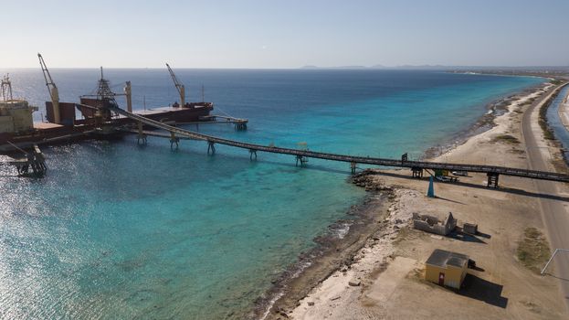 rose caribbean salt lake Bonaire island aerial drone top view