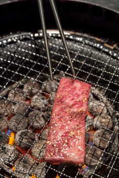 grilled Freshness Japanese wagyu Sirloin meat BBQ yakiniku