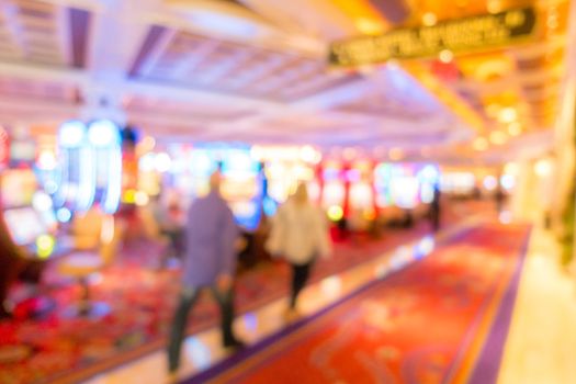 Abstract Blurred background of Casino in Las Vegas city in Nevada USA