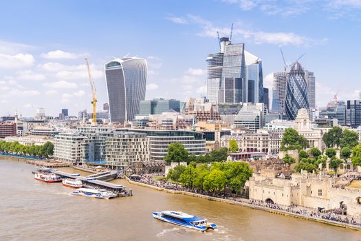 London downtown cityscape skylines building with River Thames in London UK