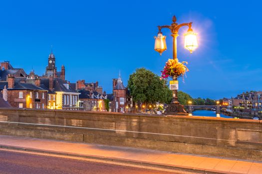 York cityscape along river ouse sunset dusk, York Yorkshire England UK.