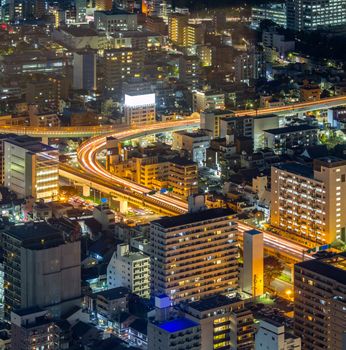 Aerial view of Nagoya night in Japan