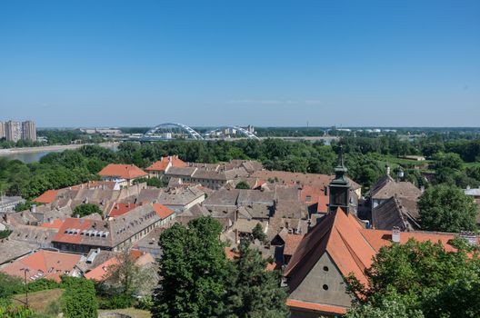 Panorama of Petrovaradin and Novi Sad photographed from the Petrovaradin fortress. Serbia