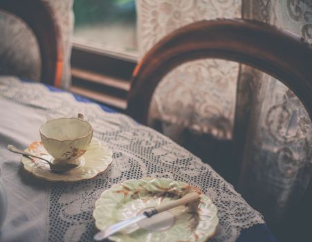 A Vintage China Tea Set In A British Period Home