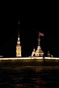 Peter And Paul Fortress in Saint-Petersburg, Russia, at night